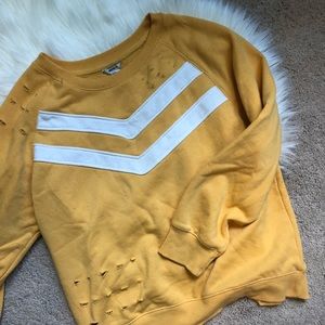 yellow distressed sweatshirt